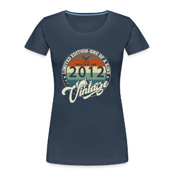 Jahrgang 2012 Best of 2012 - 13 Jahre alter Geburtstag - Frauen Premium Bio T-Shirt - Navy - Vorne - Mia (176cm)