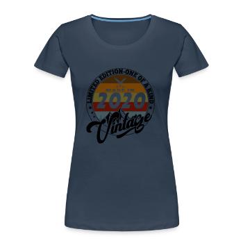 Elegant Vintage: 2020 Retro Geschenk 2020 2025 - Frauen Premium Bio T-Shirt - Navy - Vorne - Mia (176cm)