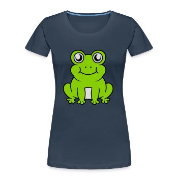 Small seated sweet frog - Women's Premium Organic T-Shirt - navy - Front - Mia (176cm)