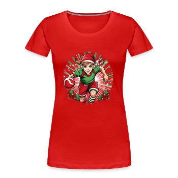 Elfe de Noël Handball - T-shirt bio Premium Femme - bleu marine - Devant - Mia (176cm)