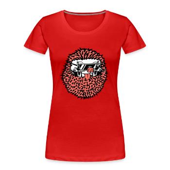Gerollter Süßer Igel Zeigt Cool Heavy Metal Hände - Frauen Premium Bio T-Shirt - Navy - Vorne - Mia (176cm)