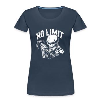 Bodybuilding Skull Workout and No Limit - Women's Premium Organic T-Shirt - navy - Front - Mia (176cm)