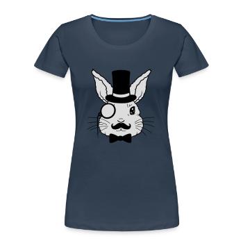 Sir Rabbit Monocle Cylinder - Women's Premium Organic T-Shirt - navy - Front - Mia (176cm)