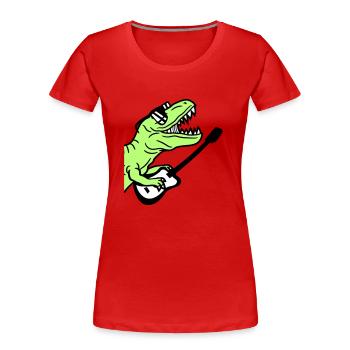 DJ Dino T-Rex Dinosaurier Gitarre Spielen Party - Frauen Premium Bio T-Shirt - Navy - Vorne - Mia (176cm)