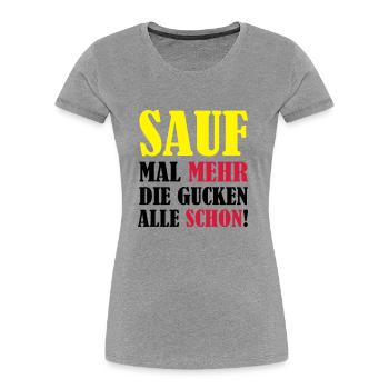 sauf_mal_mehr_02 - Frauen Premium Bio T-Shirt - Navy - Vorne - Mia (176cm)
