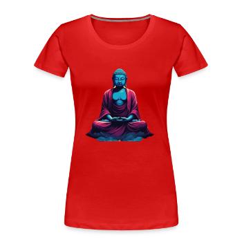 Bouddha bleu dans la méditation contemplation dualité - T-shirt bio Premium Femme - bleu marine - Devant - Mia (176cm)