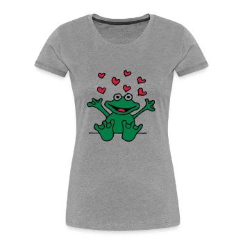 heart_frog_1220113c_a - T-shirt bio Premium Femme - bleu marine - Devant - Mia (176cm)