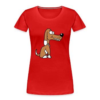 Dog Sitting Funny Happy Puppy Pet Comic - Women's Premium Organic T-Shirt - navy - Front - Mia (176cm)