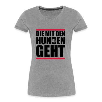 mit den hunden geht - Frauen Premium Bio T-Shirt - Navy - Vorne - Mia (176cm)