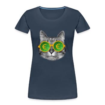 Katzengeldbrille - Frauen Premium Bio T-Shirt - Navy - Vorne - Mia (176cm)