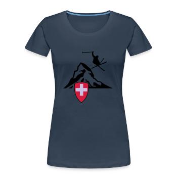 Matterhorn Zermatt Suisse - T-shirt bio Premium Femme - bleu marine - Devant - Mia (176cm)