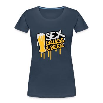 Sex Drugs And Beer - T-shirt bio Premium Femme - bleu marine - Devant - Mia (176cm)