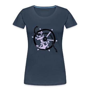 Anker Seemann Anchor Sailor Tattoo Oldschool SOS - Frauen Premium Bio T-Shirt - Navy - Vorne - Mia (176cm)