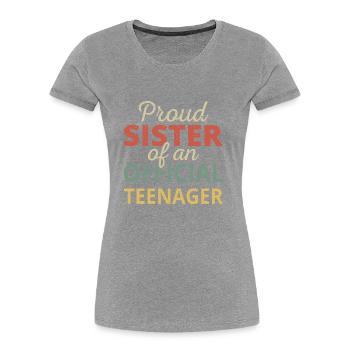 Stolze Schwester eines offiziellen Teenagers II - Frauen Premium Bio T-Shirt - Navy - Vorne - Mia (176cm)