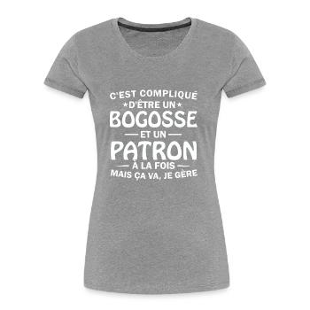bogosse et patron à la fois - T-shirt bio Premium Femme - bleu marine - Devant - Mia (176cm)