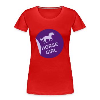 Citation de fille de cheval disant - T-shirt bio Premium Femme - bleu marine - Devant - Mia (176cm)