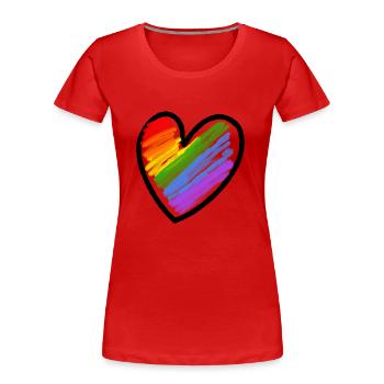 Regenbogenfahne LGBTQ Herz - Frauen Premium Bio T-Shirt - Navy - Vorne - Mia (176cm)