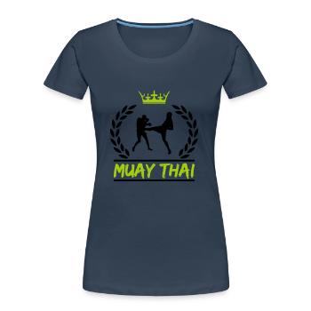 Muay Thaï - T-shirt bio Premium Femme - bleu marine - Devant - Mia (176cm)