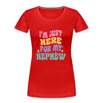 i'm Just Here For My Nephew funny Vintage groovy - T-shirt bio Premium Femme - bleu marine - Devant - Mia (176cm)