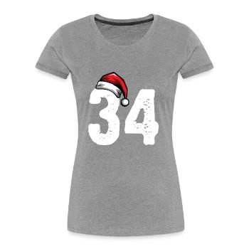 34 Numéro Noël - T-shirt bio Premium Femme - bleu marine - Devant - Mia (176cm)