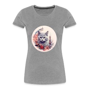 Britisch Kurzhaar Katze Boho Element, Katzen - Frauen Premium Bio T-Shirt - Navy - Vorne - Mia (176cm)