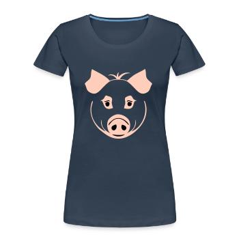Pig in comic style - Women's Premium Organic T-Shirt - navy - Front - Mia (176cm)