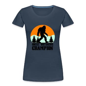 big foot social distancing - Women's Premium Organic T-Shirt - navy - Front - Mia (176cm)