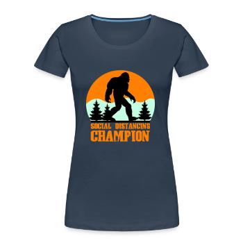 big foot social distancing - Women's Premium Organic T-Shirt - navy - Front - Mia (176cm)