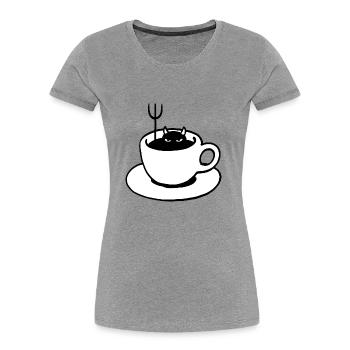 Diable du café - T-shirt bio Premium Femme - bleu marine - Devant - Mia (176cm)