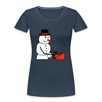 Winter DJ Snowman Mixer Mixer Music Party - Women's Premium Organic T-Shirt - navy - Front - Mia (176cm)