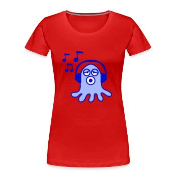 Mignon poulpe pieuvre pieuvre calmar écoutant de la musique forte - T-shirt bio Premium Femme - bleu marine - Devant - Mia (176cm)