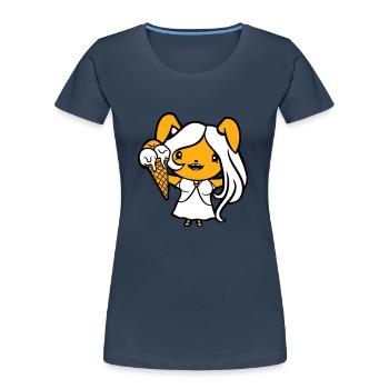 Bunny Eats Cream Waffle Cream Yummy Girl Woman - T-shirt bio Premium Femme - bleu marine - Devant - Mia (176cm)