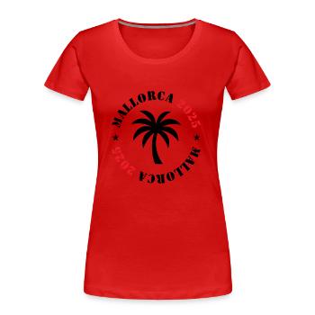 Mallorca 2025 Palme - Frauen Premium Bio T-Shirt - Navy - Vorne - Mia (176cm)