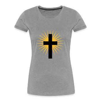 Kreuz - Frauen Premium Bio T-Shirt - Navy - Vorne - Mia (176cm)