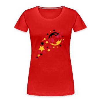 fußball design - Frauen Premium Bio T-Shirt - Navy - Vorne - Mia (176cm)