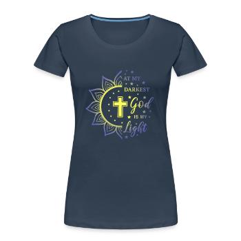 Christian God Faith Sun Religious Gift - Women's Premium Organic T-Shirt - navy - Front - Mia (176cm)