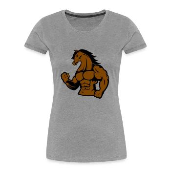 Cheval fort - T-shirt bio Premium Femme - bleu marine - Devant - Mia (176cm)