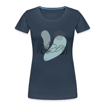 "Crab", Boho Line Art Design, Series "Ocean" - Women's Premium Organic T-Shirt - navy - Front - Mia (176cm)