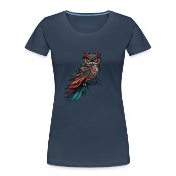 Owl - Women's Premium Organic T-Shirt - navy - Front - Mia (176cm)
