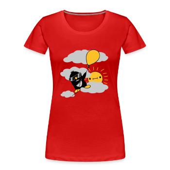 Flying Penguin Balloon Sun - T-shirt bio Premium Femme - bleu marine - Devant - Mia (176cm)