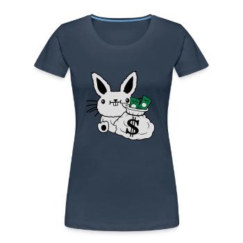 Rich Money Bag Easter Banknotes - Women's Premium Organic T-Shirt - navy - Front - Mia (176cm)