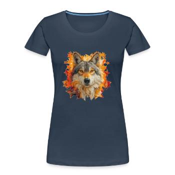 Wolf und Sterne - Frauen Premium Bio T-Shirt - Navy - Vorne - Mia (176cm)