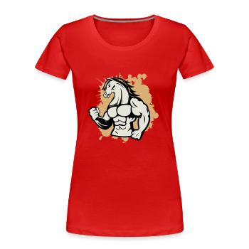Cheval Fort - T-shirt bio Premium Femme - bleu marine - Devant - Mia (176cm)