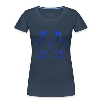 2 Möwen Mittelfinger Beleidigung Stinkefinger Team - Frauen Premium Bio T-Shirt - Navy - Vorne - Mia (176cm)