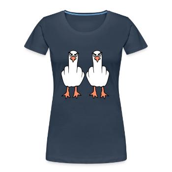 2 Seagulls Middle Finger Insult Stinkfinger Team - Women's Premium Organic T-Shirt - navy - Front - Mia (176cm)