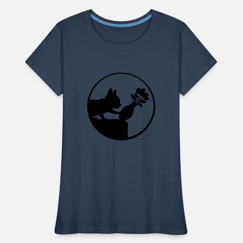 Tombe en bas du vase de fleurs chat T-shirt bio Premium Femme