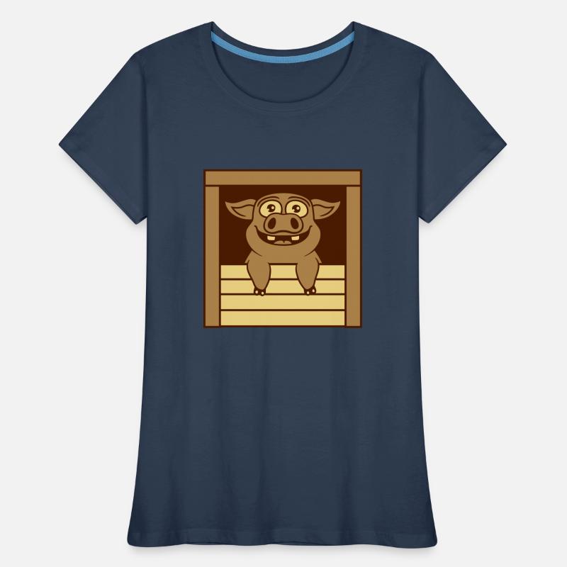 Comic drôle de cochon d’écurie T-shirt bio Premium Femme