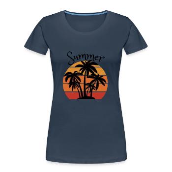 Summer - T-shirt bio Premium Femme - bleu marine - Devant - Mia (176cm)