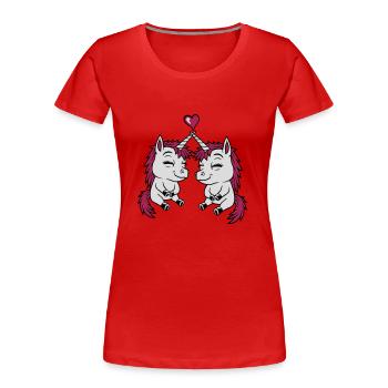 2 Amis Licorne Amour - T-shirt bio Premium Femme - bleu marine - Devant - Mia (176cm)