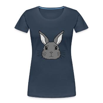 Niedlicher kleiner Hase Gesicht - Frauen Premium Bio T-Shirt - Navy - Vorne - Mia (176cm)